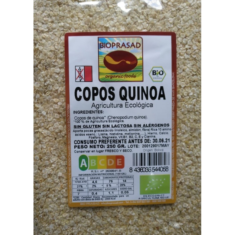 COPOS DE QUINOA REAL BLANCA 250GR.